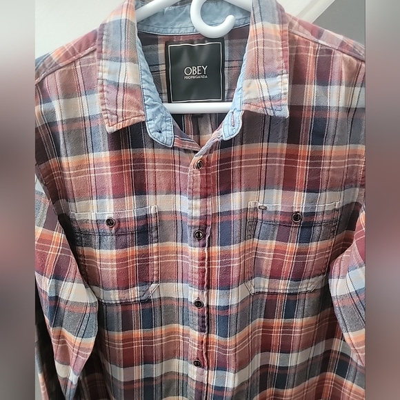 Obey Propaganda Shirt Mens XL Plaid Button Up Skater Adult 100% Cotton Soft - Picture 2 of 4